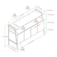 Gray Wash Little Italy TV Stand for TVs up to 58" Four Cabinets Soft Close Hinges Adjustable Shelves