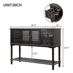 Espresso Chelan 45.3'' Wide 4 Drawer Server 2 Cabinet Doors, and a Wide-Open Lower Shelf Perfect Organize