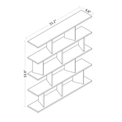 Oak/White 53.9'' H x 51.6'' W Bookcase Geometric Design