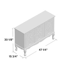 Ottinger 47.24'' Wide Server Carved Floral Cabinet Door Fronts and A Neutral-Toned Finish