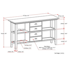 Solid Wood 54 inch Wide Transitional Console Sofa Table - 54 W x 16 D x 30 H - Hickory Brown