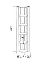 Modern Bookcase - 13.39'' H x 63.39'' W x 13.39'' D - Light Mocha Perfectly Crafted Corner Bookcase