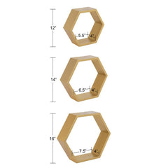 Hexagon Wood 3 Piece Wall Shelf Set Display Them Together or in Separate Areas of your Home