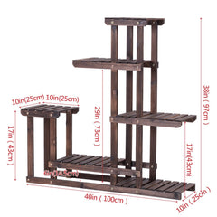 Plant Flower Display Stand 6 Wood Shelf Storage - 40'' x 10'' x 38'' Functional and Suitable for Plant Stand