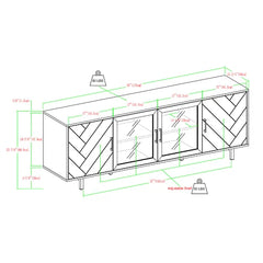 Dark Walnut Grigg TV Stand for TVs up to 85" Herringbone Pattern