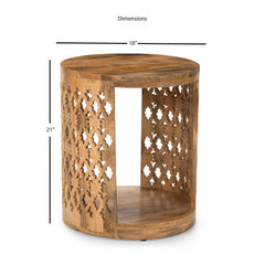 Mango Wood Round End Table Adds Unique Style and Convenient Surface Area To Any Space Natural Beauty of Solid Mango Wood