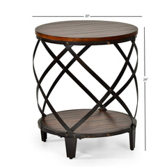 Solid Birch/ Iron Round End Table Round Out your Contemporary or Industrial Decor with End Table