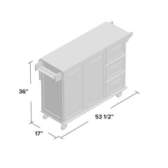 53.5'' Wide Rolling Kitchen Cart with Solid Wood Top Bring Both Function and Style to your Kitchen