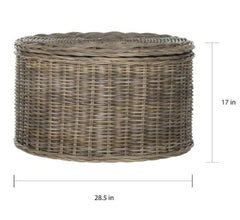 Wicker Storage Coffee Table - 28.5" x 28.5" x 17" Natural Beauty of Kubu Rattan, Contemporary Storage Coffee Table