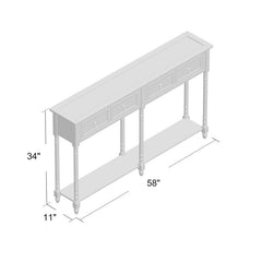 Wood Tone Console Table 2 Large Pull-Out Drawers and A Bottom Shelf Storage and A Larger Display