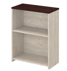 2 Shelf Bookcase in Washed Gray and Madison Cherry Organize your Home Office, Apartment or Dorm Room