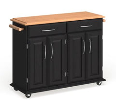 Coronado Black Wood with Natural Wood Top Kitchen Island Cart this Island can House Food, Cookbooks, Disher