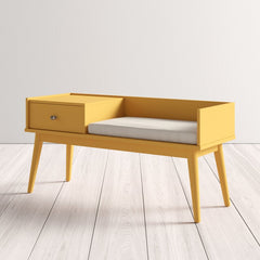 Yellow Wood Drawers Storage Bench this Bench Brings A Convenient Storage Solution to the Space that Needs Four Tapered and Splayed Legs