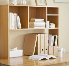 (Natural Wood) The Cube - Desk Bookshelf Stack your Textbooks and Notebooks Horizontally or Vertically