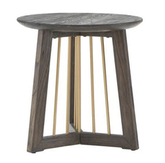 Gold-finished Metal and Reclaimed Wood End Table Unique, Pedestal Table Base That's Constructed of Antique