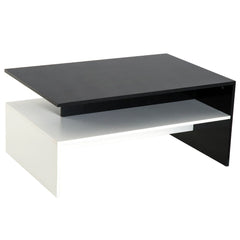 2 Tier Modern Rectangular Living Room Coffee Table - Black/White