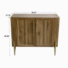 Enis 39.37'' Wide Server Walnut Finish Pairs with Elegant Gold Handles and Legs Adjustable Shelves