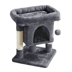 Dark Gray 24" Brympton 2-Level Cat Tree Plush Fabric Comfortable and Warm