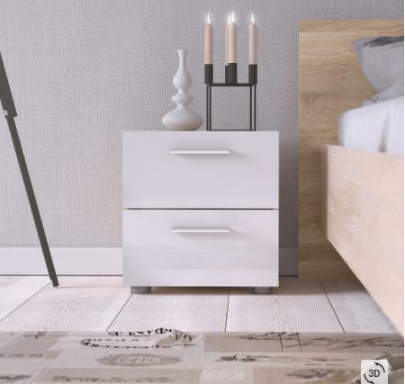 2-Drawer Nightstand - Oak / White Contemporary style Two Drawers