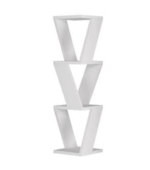 Modern Corner Wall Shelf - 33.46'' H x 8.66'' W x 8.66'' D - White Display in Any Corner