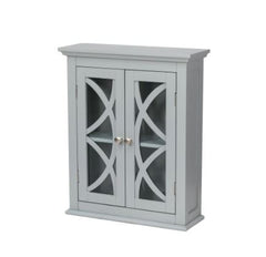 24"H Gray Bathroom Storage Wall Cabinet with Double Doors