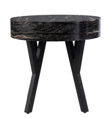 Contemporary Black Faux Stone End Table Fits Alongside your Living Room Sofa or Into your Entryway