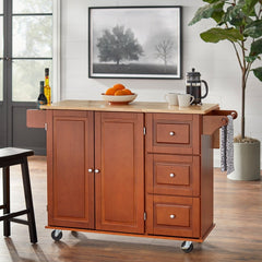 3-drawer Drop Leaf Kitchen Cart Cherry Expand your Kitchen Storage with this Three Drawers A Two-Door Cabinet