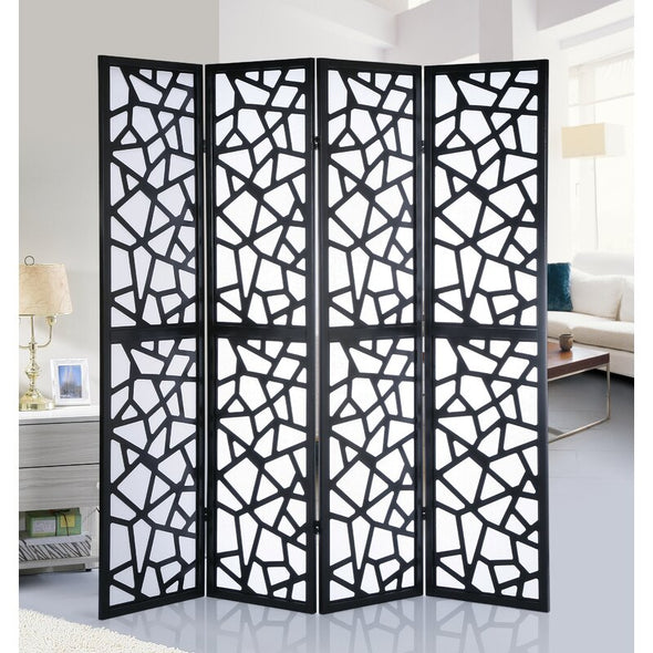 4 - Panel Folding Room Divider Offers An Eye-Catching Style That's As Light and Airy As its Chip-Themed Frame Pattern