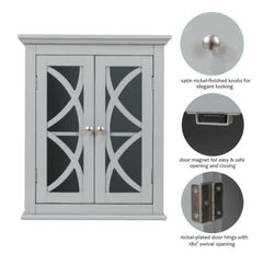 24"H Gray Bathroom Storage Wall Cabinet with Double Doors