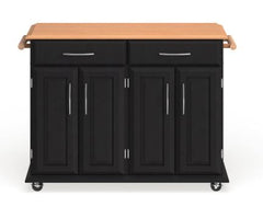 Coronado Black Wood with Natural Wood Top Kitchen Island Cart this Island can House Food, Cookbooks, Disher