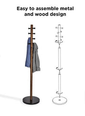 Pillar 15.63'' Wide 8 - Hook Freestanding Coat Rack in Black/Walnut