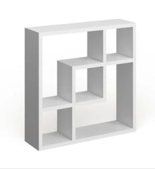 Geometric Square Wall Shelf with Five Openings Made of MDF and Laminate