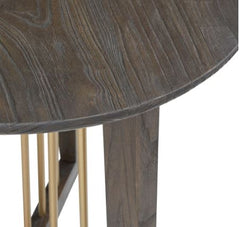 Gold-finished Metal and Reclaimed Wood End Table Unique, Pedestal Table Base That's Constructed of Antique