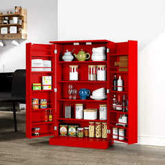 Red 40" Kitchen Pantry Functional Storage Cabinet Perfect for Orgnanize