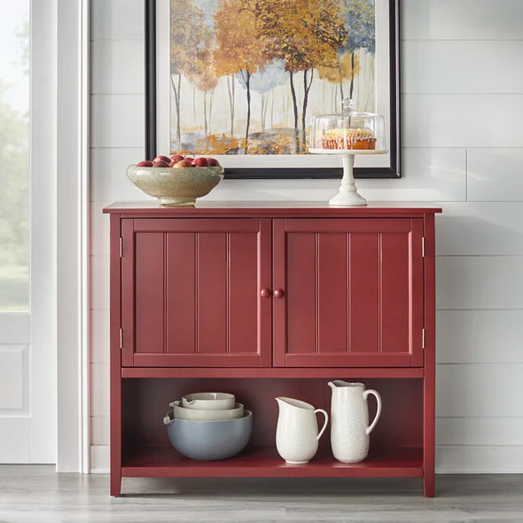 Red 42.25'' Wide Server Modern-Farmhouse Design Adjustable Shelf