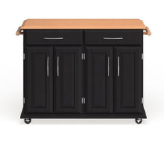 Coronado Black Wood with Natural Wood Top Kitchen Island Cart this Island can House Food, Cookbooks, Disher