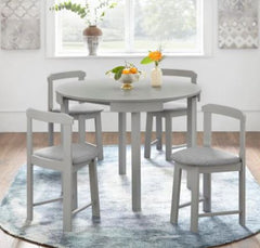 Harrisburg Tobey Compact Round Dining Set - Grey 5-Piece Set Includes 1 Round Table and 4 Chairs Space-Saving Design for Small Spaces