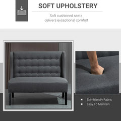 43.25'' Armless Loveseat Breathable Linen Fabric Sponge Padding Upholstery for Sitting Comfort