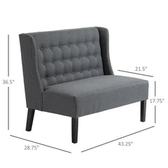 43.25'' Armless Loveseat Breathable Linen Fabric Sponge Padding Upholstery for Sitting Comfort