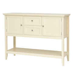 Beige 46'' Console Table Spacious Storage Space with 2 Drawers and 3 Cabinets