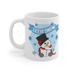 Let It Snow Yard Mug - Snowman Decor - Holiday Garden Mug - Print on Front Side Mug 11oz