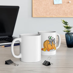 Big Pumpkin Garden Flag - Fall Mug - Outdoor Autumn Decor -  on White - Print Design on Front Side  Mug 11oz