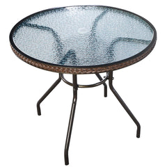 Patio Steel Round Table with Umbrella Holes for Outdoor