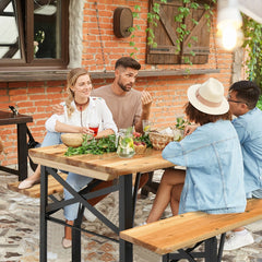 3 Pieches Folding Wooden Picnic Table Bench Set