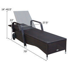 Outdoor Recliner Cushioned Chaise Lounge with Adjustable Backrest