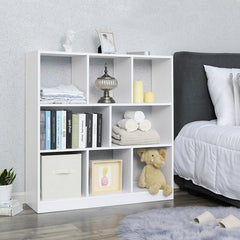 White Bookcase 6 Open Slots and 2 Compartments with Back Panels That you Can Fill Books, Souvenir, and Décor