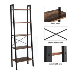 Brown Steel Ladder Bookcase Ladder Shelf is Suitable for any Room Perfect Match and Keep your Home Organized