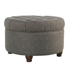 Tufted Round Storage Ottoman with Storage Torage Space To Stow Away Extra Throw Blankets, Set it in The Living Room, Den, Playroom