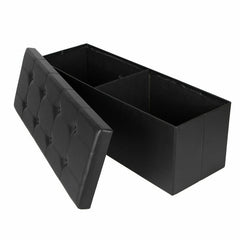 Faux Leather Tufted Rectangle Storage Ottoman with Storage Storage Space Inside for Blankets, Board Games