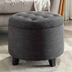 Tufted Round Storage Padded with Foam Ottoman Hidden Storage Compartment That Lets you Stash